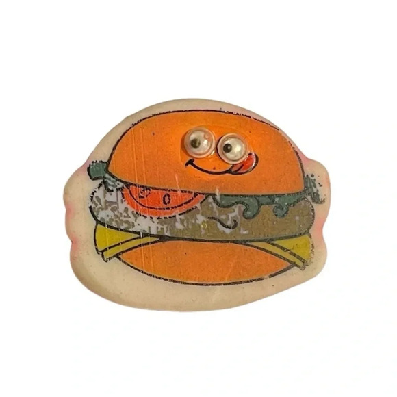 Vintage Hamburger Eraser Googly Eyes Cheeseburger - Picture 1 of 5